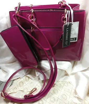 PURSE *La Terre Fashion* Designer FUSHIA Handbag~Wallet 2-in-1 WALLET- STRAP~NWT • $25