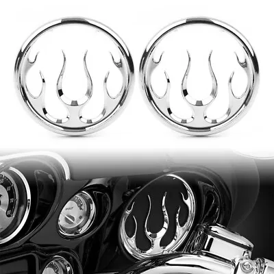 Flame Speaker Grill Accent Trim Cover For Harley Electra Street Glide Tri Chrome • $22.18