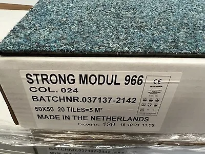 New Boxed A Grade Strong Blue Carpet Tiles Contract Flooring Castor Proof Office • £30