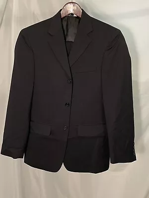 Versini 35S 29 X 30 2 Piece Black 100% Wool Notch Lapel Ventless 3Btn Suit • $59.46