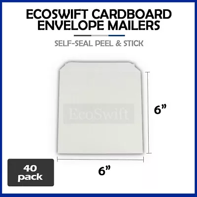 40 - 6 X 6 EcoSwift White CD/DVD Photo Ship Flats Cardboard Envelope Mailers 6x6 • $11.99