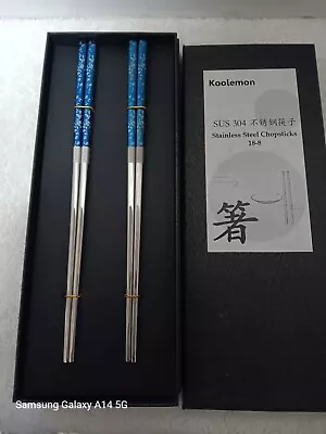 Metal Chop Sticks Titanium Plated  By Koolmon Lazer Engraved W/ Flowers • $11