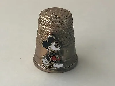 Vintage Enamel Mickey Mouse Gold-Tone Thimble Walt Disney Metal • $10.99