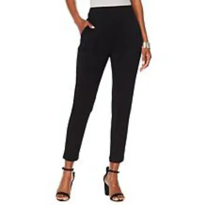 Marla Wynne Black Washed Twill Stretch Skinny Zipper Pants NEW • $24.95