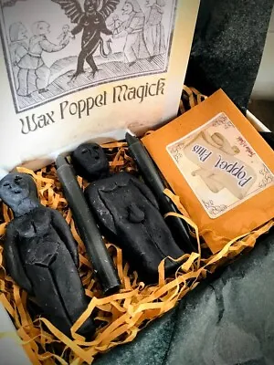 Traditional Witchcraft Handmade Black Wax Poppet Doll Kit Wicca Pagan Magic Gift • £20