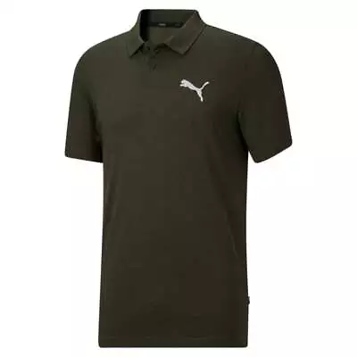 Puma Essentials Heather Short Sleeve Polo Shirt Mens Green Casual 58851170 • $14.99