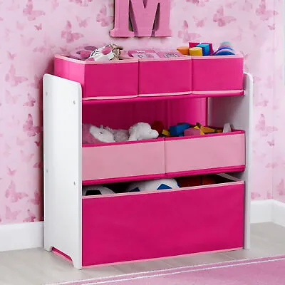 Kids Girls Multi Bin Toy Organizer Princess Playroom Storage Box Chest Gift Pink • $28.34