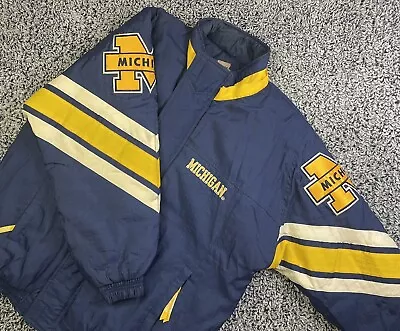 Vintage 90’s Starter Jacket Michigan Wolverines Men’s Medium Full Zip Puffer EUC • $109.65