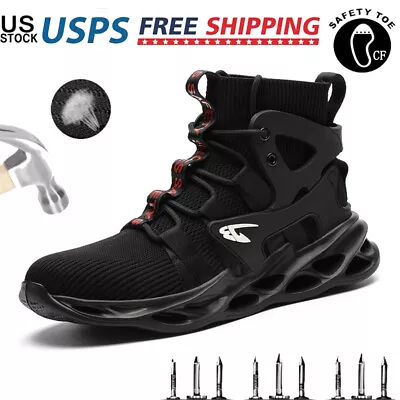 Mens Boots Work Safety Shoes Steel Toe Cap Breathable Boots High Top Size 10 US • $45.56