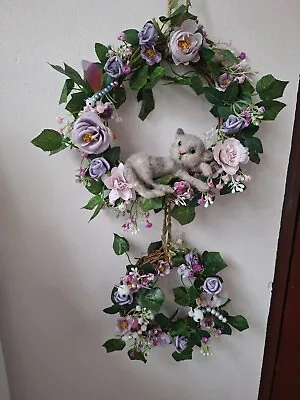 Handmade Needle Felted Kitten Floral Display • £20