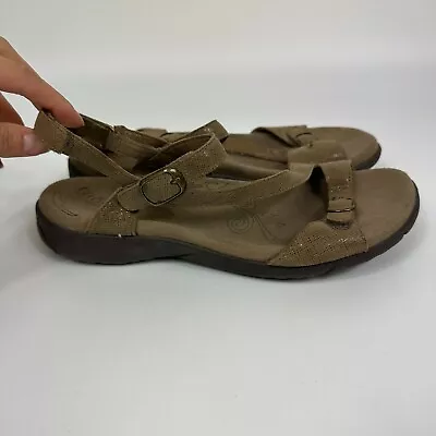 Taos Beauty Strappy Metallic Brown Leather Slingback Comfort Sandals Size 8 • $26.99