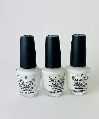 Set Of 3OPI ACRYLIC NAIL BASE COAT Polish Prevents Staining Protect Long Lasting • $12.99