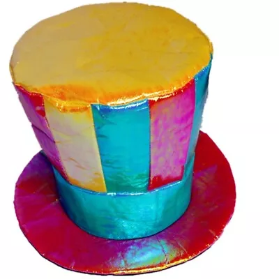 Unisex Vintage Circus Clown Hat Halloween Flat Top Hat Clown Hat Rainbow Color • $19.86