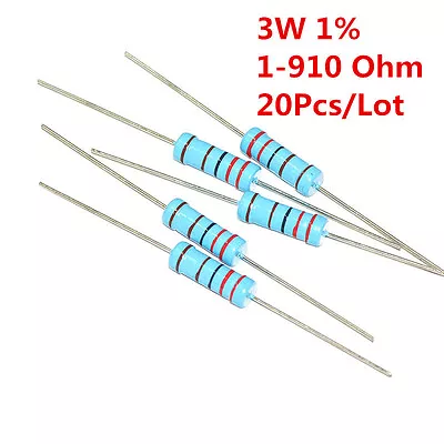 20Pcs 3W 3 Watt Metal Film Resistor ±1% 56 120 150 180 430 470 680 1 - 910 Ω Ohm • $5.03