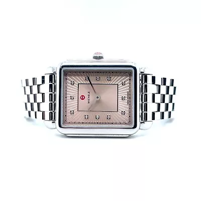 Ladies Michele Deco II Ladies Wristwatch Stainless Steel Desert Rose Pink Dial • $899