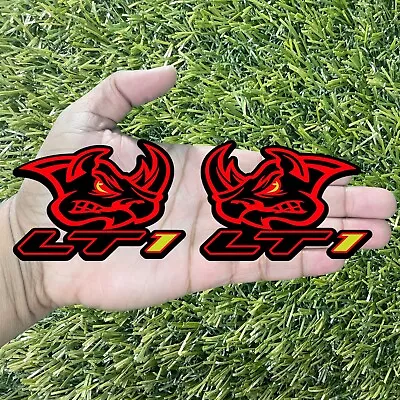 Red LT1 Rhino Custom Emblem Badges Set Of 2 Yellow Eyes Performance ￼ Set New • $46.49