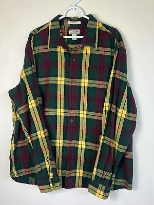 LL Bean Flannel XXL Shirt Mens Signature Traditional Fit Green Plaid Long Sleeve • $16.98