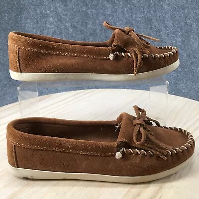 Minnetonka Shoes Womens 8 Newport Casual Comfort Kilty Moccasin 403L Brown Suede • $18.69