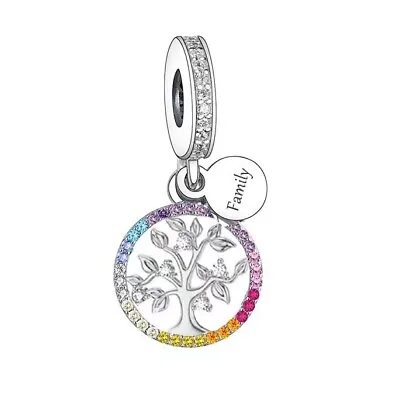 $28.99 • Buy SOLID Sterling Silver Colourful Family Tree Of Life Charm -Unique Designs