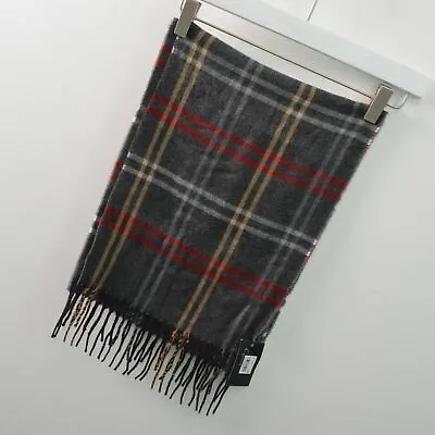 Cejon NWT Mens Gray Red Plaid Acrylic Scarf 63X11 Made Italy • $4.78