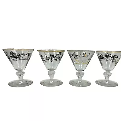 Lot Of 4 Vintage Libbey Glass Mcm Curio Liquor Cocktail Glasses Rooster Retro • $16.99