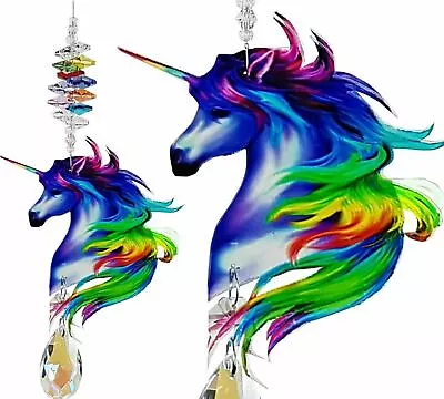 Rainbow Unicorn Crystal Suncatcher Car Mirror Sun Catcher Suncatchers Gift • £9.27