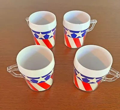 Vintage Thermo Serv Mugs Cups 4th Of July American Flag 1960s 1970s • $40