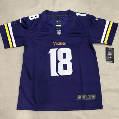 YOUTH Vikings Justin Jefferson #18 Purple Color Large Size Stitched Jersey • $65