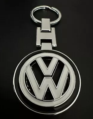 Premium VW Keychain With Mirror Finish – White VW Logo & Black Background • $10.71