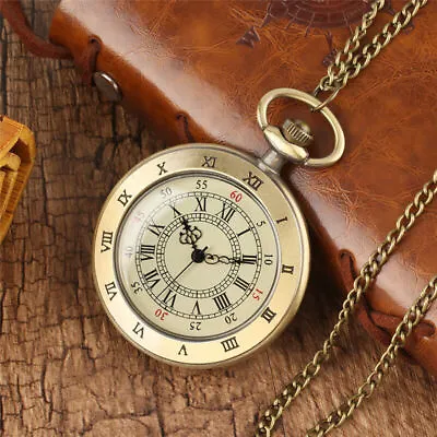Steampunk Antique Men Women Analog Quartz Pocket Watch Necklace Chain Gift • $4.59