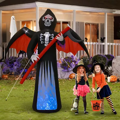 8ft Large Inflatable Halloween Scythe Ghost W/ Light Blow Up Outdoor Decoration • £36.95