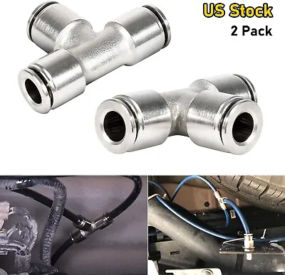 2PCS Steel 21838 Air Line Union Tee 1/4inch Coupler Push-To-Connect T-Fittings • $15.50