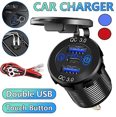 PD Type C Dual USB Car Charger QC 3.0 Charger 12V Socket Fast Charging Outlet AU • $23.99