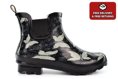 £21.99 • Buy Womens Ankle High Wellington Boots Ladies Low Heel Wellies Rubber Waterproof