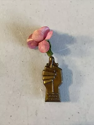 Vintage Jerusalem Israel 1953 Hand Pink Flower 2  Conquest Exhibition Pin • $3.99