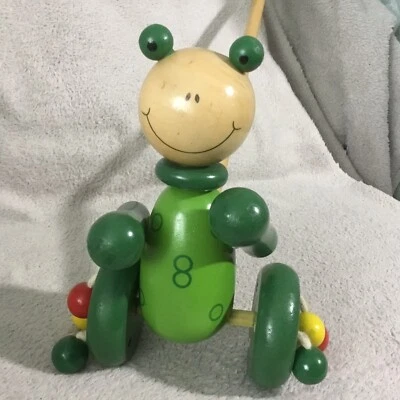 £5 • Buy Child’s Wooden Push Along Frog Toy - VGC