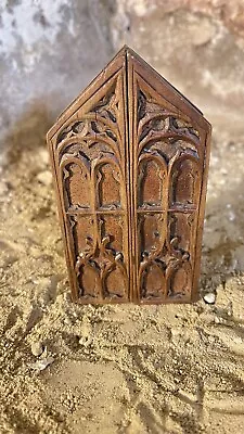 Small 19th Century Carved Oak Tiny 2 Door Religious Cupboard Beautifully Carved • $93.34