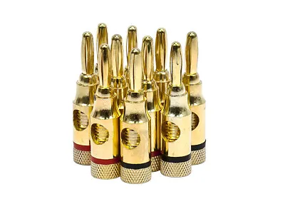 Monoprice High-Quality Gold Plated Speaker Banana Plugs - 5 Pairs - Open Screw • $10.98