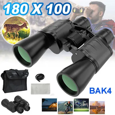 180x100 High Power Military Binoculars Day/Night BAK4 Optics Waterproof Camping • $23.98