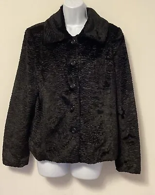 Erin London Women's Size Medium Black Faux Fur Coat • $12