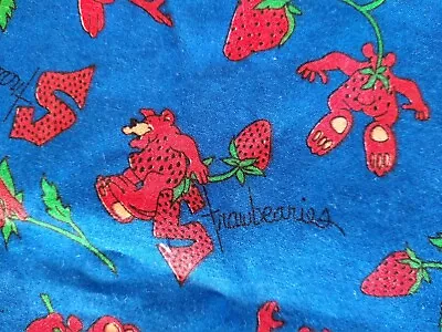 $7.99 • Buy Vintage Manes Organization Petal Pets Fabric- Strawbearies Blue Background Bears
