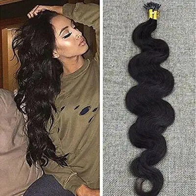 30inch Long Body Wave I Tip Human Hair Extension Brazilian Stick I Tip Hair 100g • $117