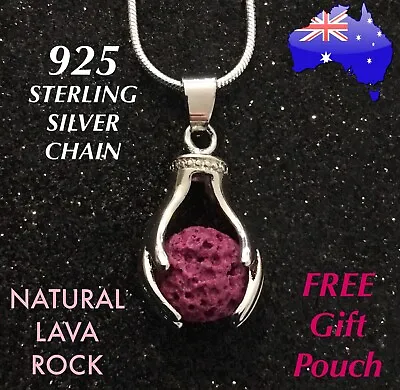 $7.50 • Buy Healing Hands Natural Lava Rock Oil Diffuser 925 Sterling Silver Chain Necklace