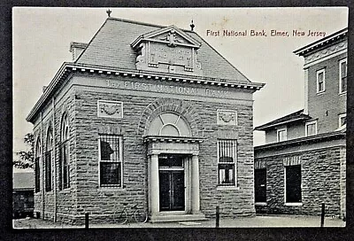 Elmer NJ View Of The First National Bank W Bicycle Outside SHIPS FREE • $7