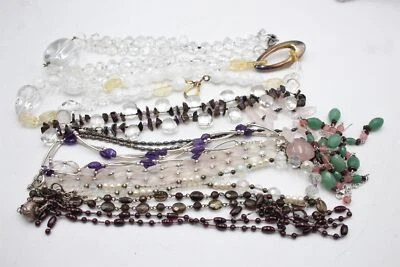 £9.50 • Buy 10 X .925 Sterling Silver (20g) Clasp NECKLACES Inc. Gemstone, Faceted Glass