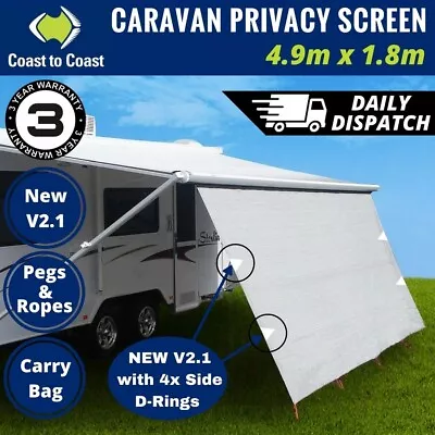 4.9m Coast Caravan Privacy Screen / 5m Sunscreen Sun Shade - 17' Roll Out Awning • $134.95