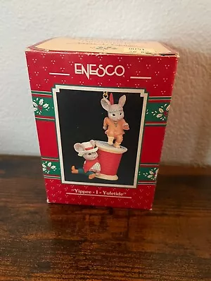  Enesco 1990 Yippee I Yuletide Mice Mouse Spool Of Thread Cowboy Indian Ornament • £30.87