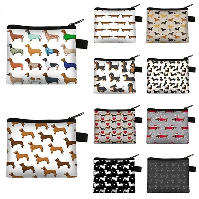 Women Zipper Mini Purse Wallet Card Change Bag Key Coin Pouch Dachshund Dog UK • £3.83