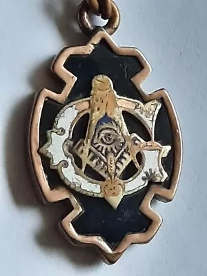 Vintage Gold-Filled & Enamel Masonic Emblem Pendant W/  Ornate 20  Chain • $35