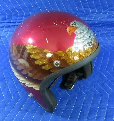 Delgado Red Eagle Metal Flake Motorcycle Helmet Chopper Harley Shovelhead • $95